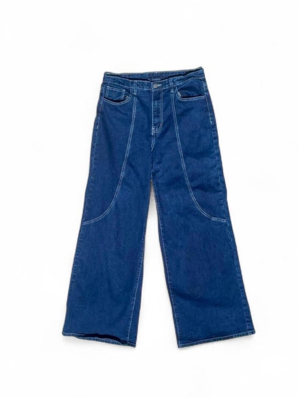 Y2K High Rise Contrast Stitch Wide Leg Skater Jeans Size M